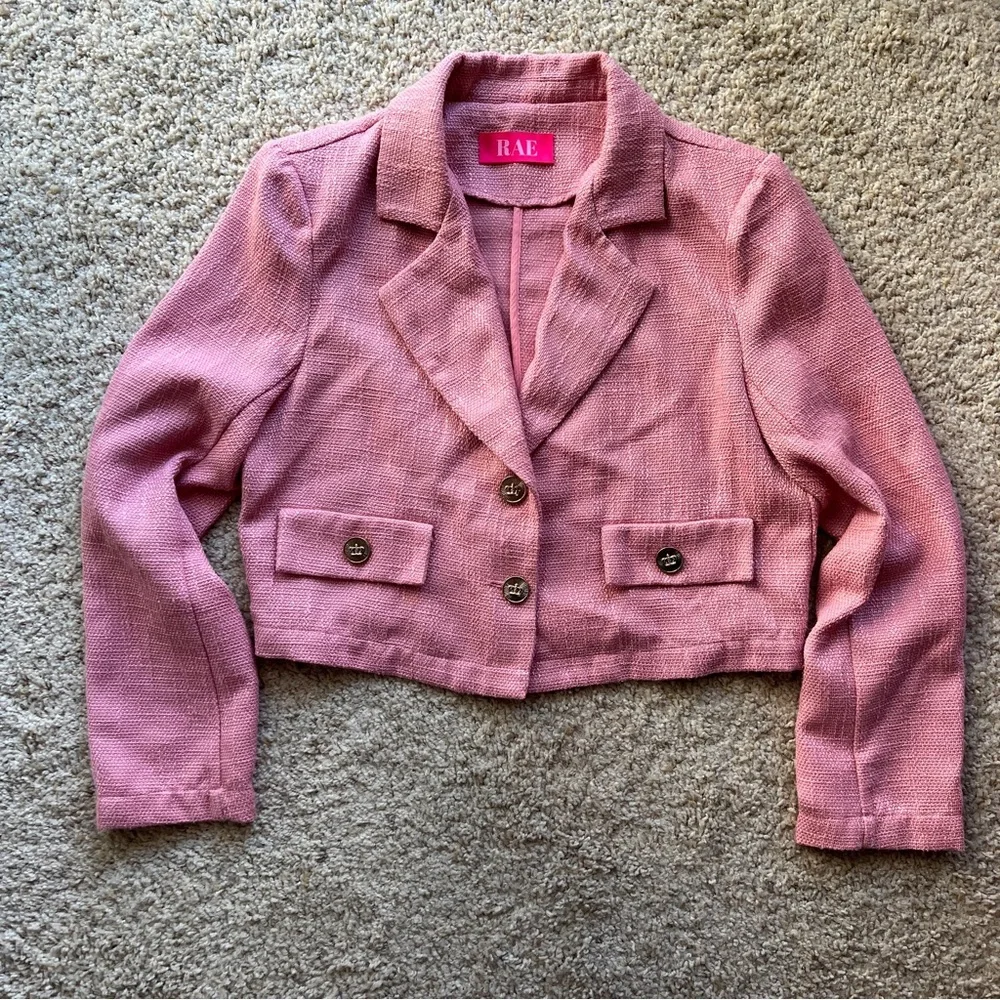 Upcycled Pink Tweed Cropped Blazer
